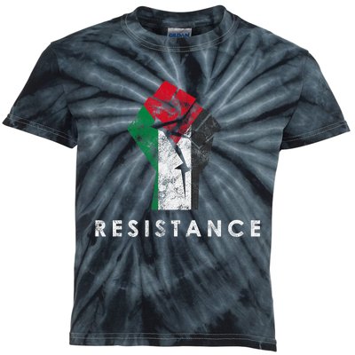 Raised Fist Palestine Flag Save Gaza Kids Tie-Dye T-Shirt