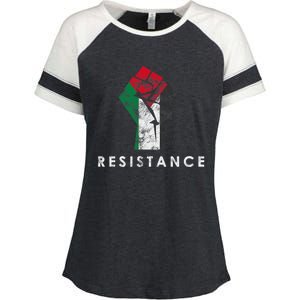 Raised Fist Palestine Flag Save Gaza Enza Ladies Jersey Colorblock Tee