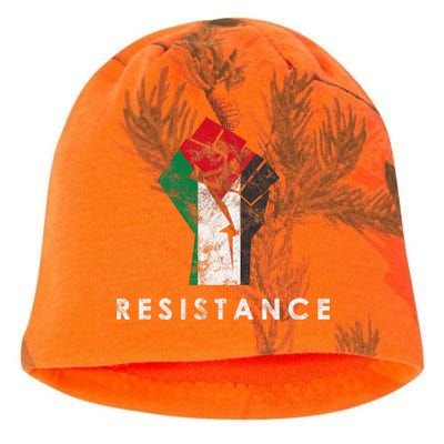 Raised Fist Palestine Flag Save Gaza Kati - Camo Knit Beanie