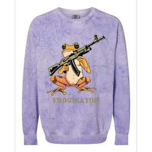 Random Funny Quirky Frog Rifle Froginator Colorblast Crewneck Sweatshirt