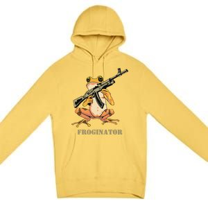 Random Funny Quirky Frog Rifle Froginator Premium Pullover Hoodie