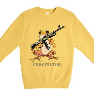 Random Funny Quirky Frog Rifle Froginator Premium Crewneck Sweatshirt