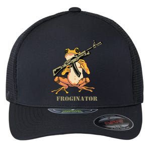 Random Funny Quirky Frog Rifle Froginator Flexfit Unipanel Trucker Cap