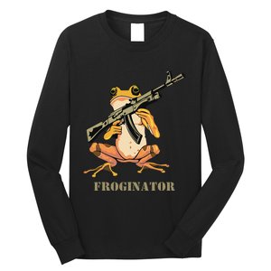 Random Funny Quirky Frog Rifle Froginator Long Sleeve Shirt