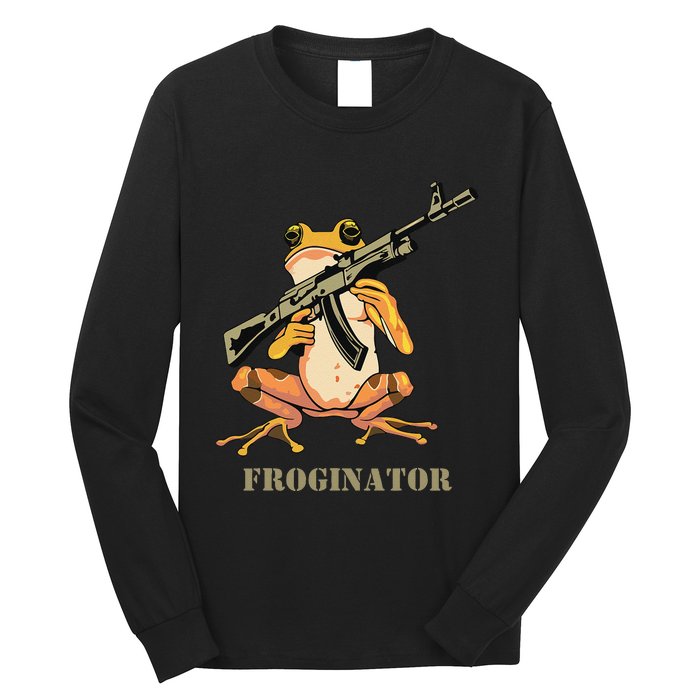 Random Funny Quirky Frog Rifle Froginator Long Sleeve Shirt