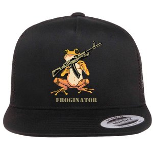 Random Funny Quirky Frog Rifle Froginator Flat Bill Trucker Hat