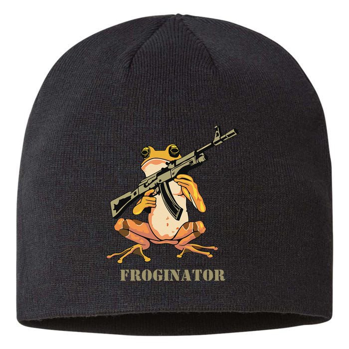 Random Funny Quirky Frog Rifle Froginator Sustainable Beanie