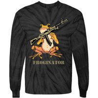 Random Funny Quirky Frog Rifle Froginator Tie-Dye Long Sleeve Shirt