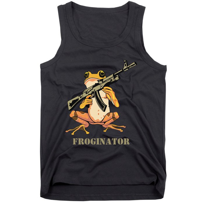 Random Funny Quirky Frog Rifle Froginator Tank Top