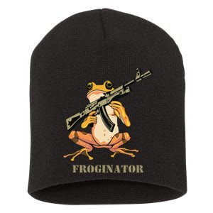 Random Funny Quirky Frog Rifle Froginator Short Acrylic Beanie