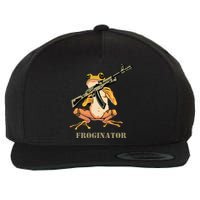 Random Funny Quirky Frog Rifle Froginator Wool Snapback Cap