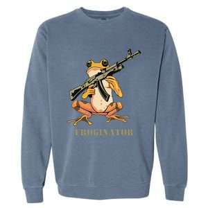 Random Funny Quirky Frog Rifle Froginator Garment-Dyed Sweatshirt