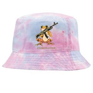 Random Funny Quirky Frog Rifle Froginator Tie-Dyed Bucket Hat