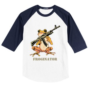 Random Funny Quirky Frog Rifle Froginator Baseball Sleeve Shirt