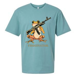 Random Funny Quirky Frog Rifle Froginator Sueded Cloud Jersey T-Shirt