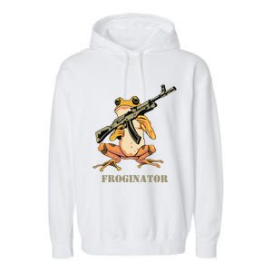 Random Funny Quirky Frog Rifle Froginator Garment-Dyed Fleece Hoodie