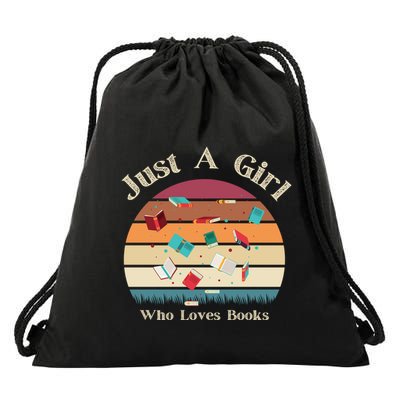 Retro Funny Quotes Book Reading Just A Who Loves Books Great Gift Drawstring Bag