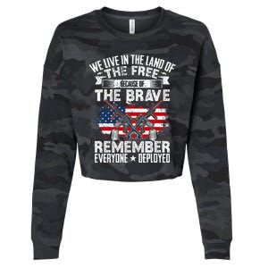 Red Friday Remember Everyone Deployed USA Flag Military Cropped Pullover Crew