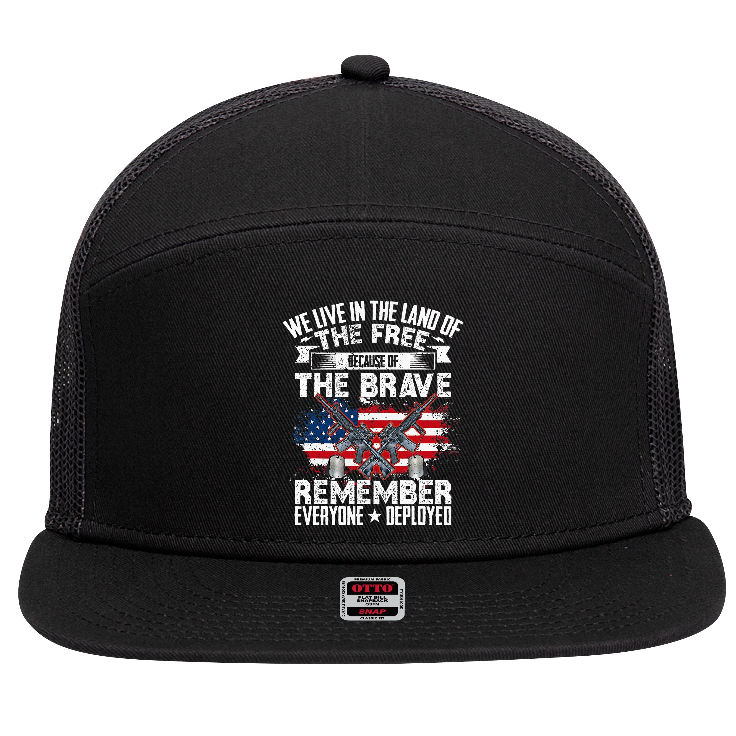 Red Friday Remember Everyone Deployed USA Flag Military 7 Panel Mesh Trucker Snapback Hat