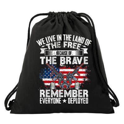 Red Friday Remember Everyone Deployed USA Flag Military Drawstring Bag