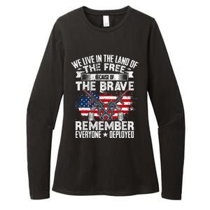 Red Friday Remember Everyone Deployed USA Flag Military Womens CVC Long Sleeve Shirt