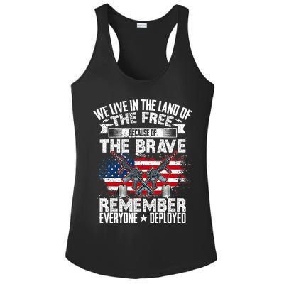 Red Friday Remember Everyone Deployed USA Flag Military Ladies PosiCharge Competitor Racerback Tank