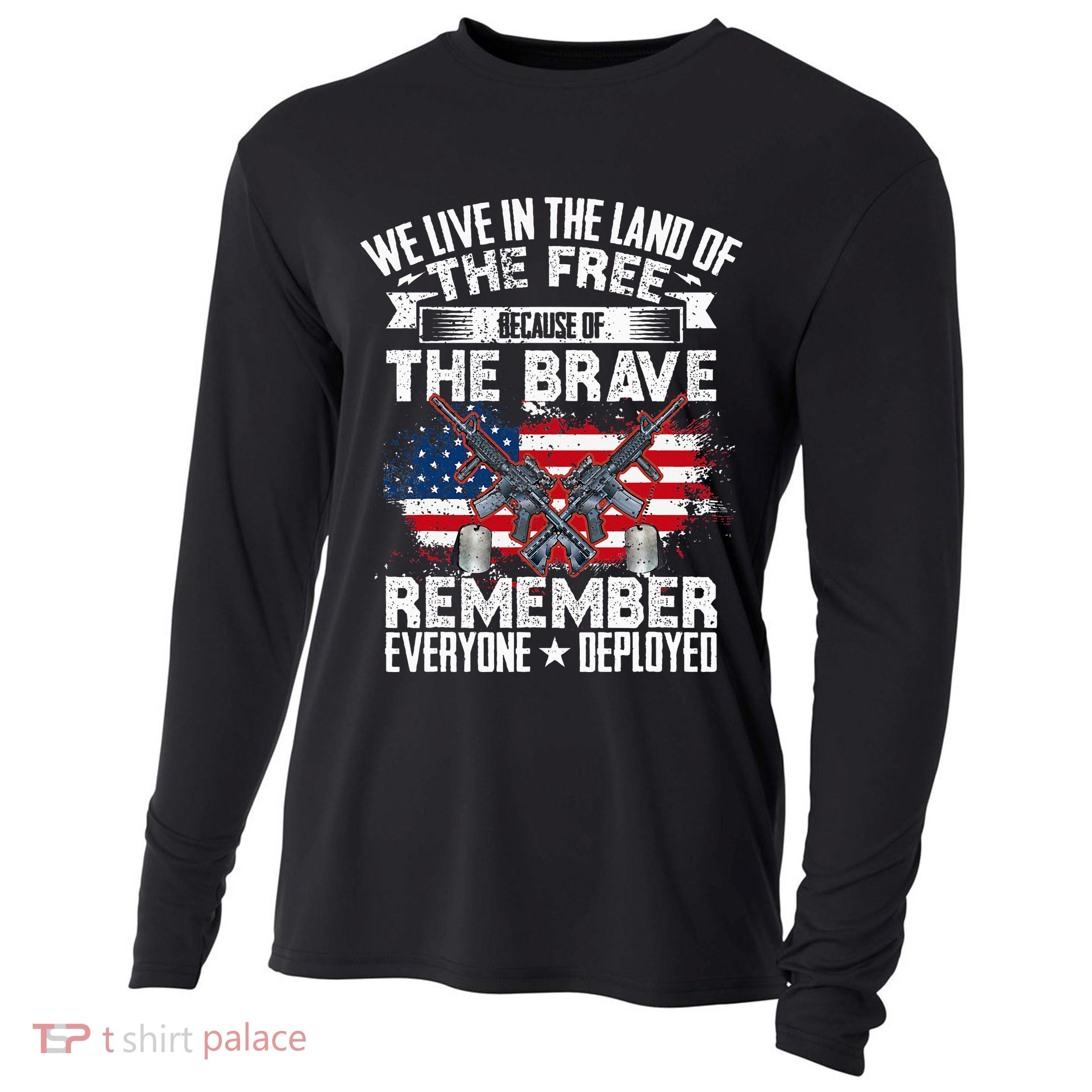 Red Friday Remember Everyone Deployed USA Flag Military Cooling Performance Long Sleeve Crew