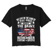 Red Friday Remember Everyone Deployed USA Flag Military Crop Top