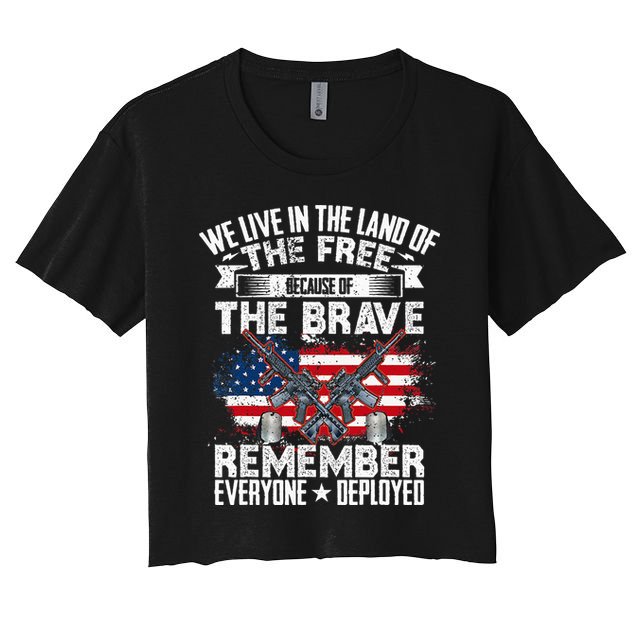 Red Friday Remember Everyone Deployed USA Flag Military Crop Top
