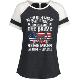 Red Friday Remember Everyone Deployed USA Flag Military Enza Ladies Jersey Colorblock Tee