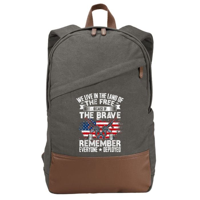Red Friday Remember Everyone Deployed USA Flag Military Cotton Canvas Backpack