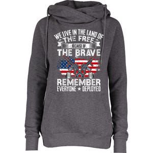 Red Friday Remember Everyone Deployed USA Flag Military Womens Funnel Neck Pullover Hood