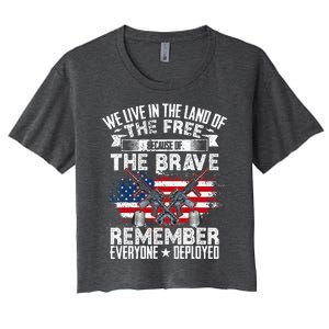 Red Friday Remember Everyone Deployed USA Flag Military Women's Crop Top Tee