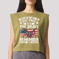 Red Friday Remember Everyone Deployed USA Flag Military Garment-Dyed Women's Muscle Tee