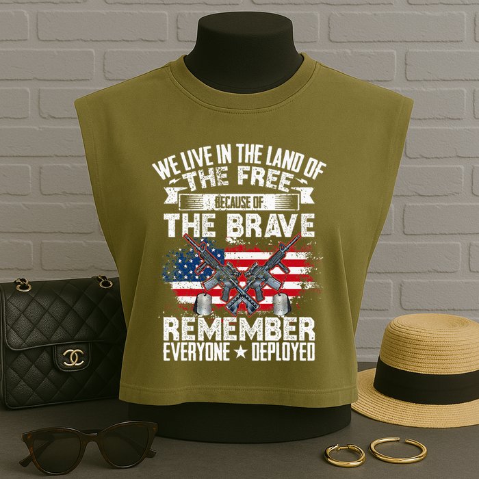 Red Friday Remember Everyone Deployed USA Flag Military Garment-Dyed Women's Muscle Tee