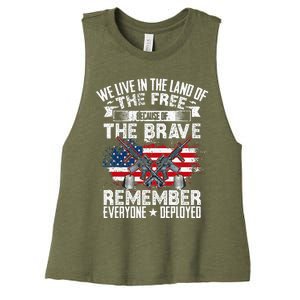 Red Friday Remember Everyone Deployed USA Flag Military Women's Racerback Cropped Tank