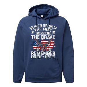 Red Friday Remember Everyone Deployed USA Flag Military Performance Fleece Hoodie