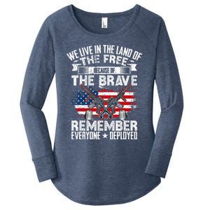 Red Friday Remember Everyone Deployed USA Flag Military Women's Perfect Tri Tunic Long Sleeve Shirt