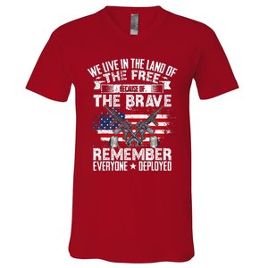 Red Friday Remember Everyone Deployed USA Flag Military V-Neck T-Shirt