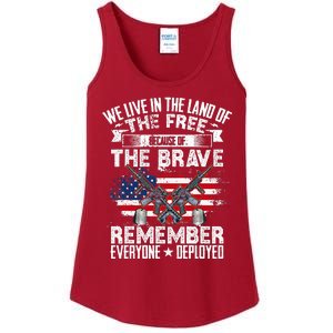 Red Friday Remember Everyone Deployed USA Flag Military Ladies Essential Tank