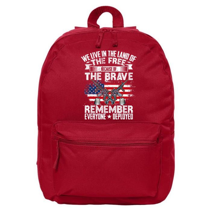 Red Friday Remember Everyone Deployed USA Flag Military 16 in Basic Backpack