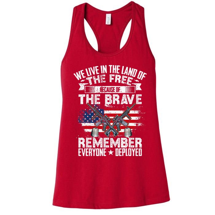 Red Friday Remember Everyone Deployed USA Flag Military Women's Racerback Tank