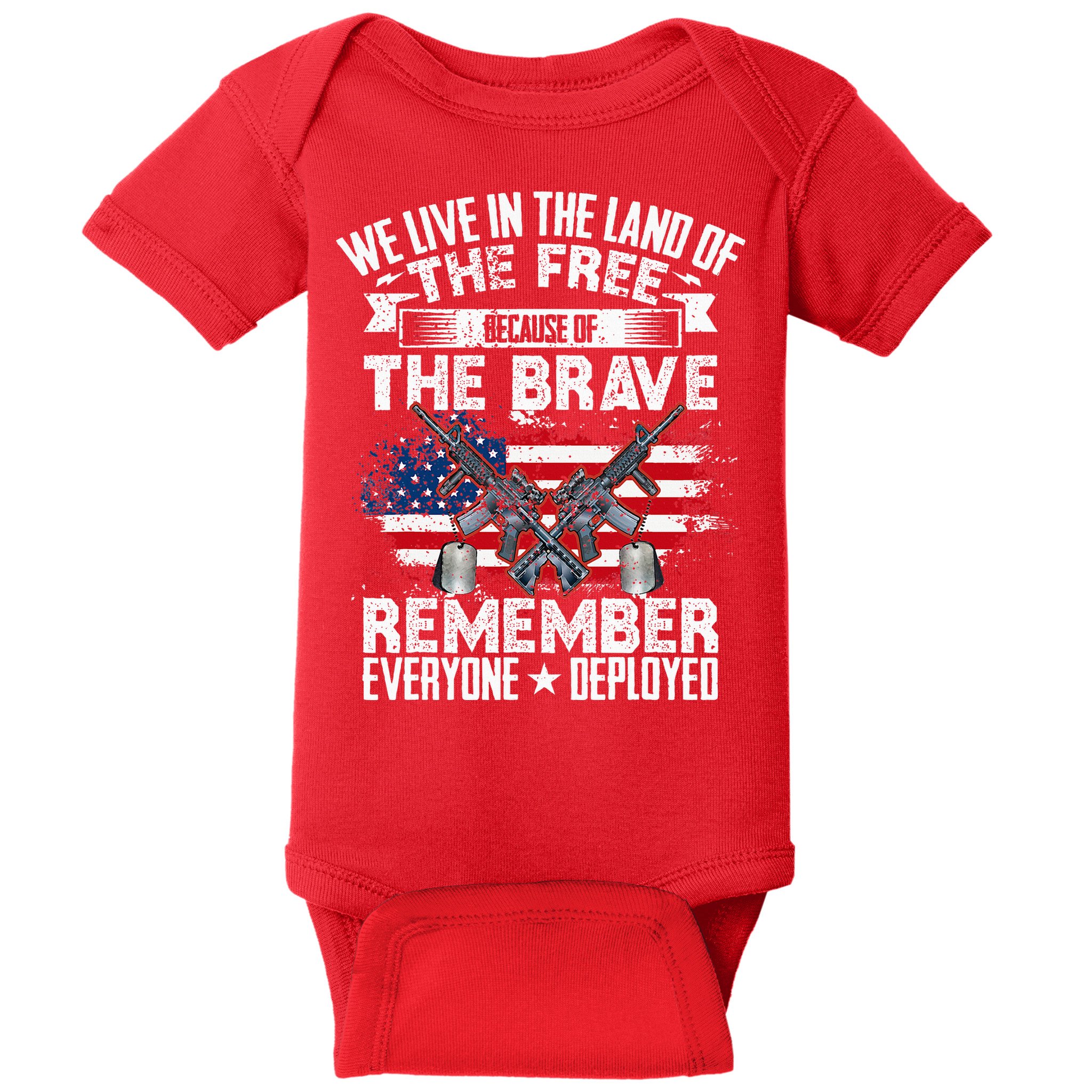 Red Friday Remember Everyone Deployed USA Flag Military Baby Bodysuit