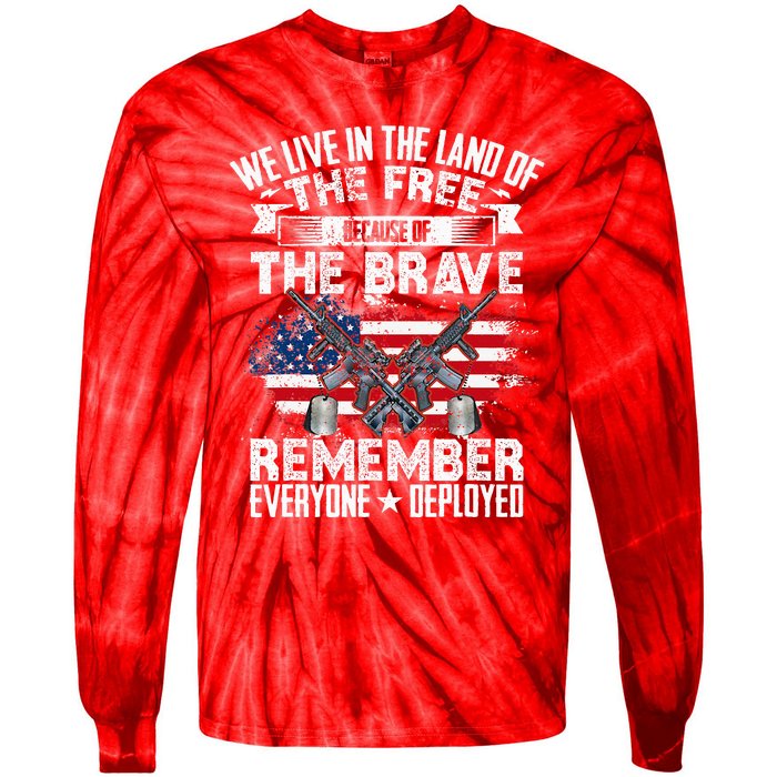 Red Friday Remember Everyone Deployed USA Flag Military Tie-Dye Long Sleeve Shirt