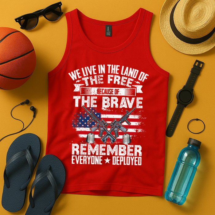 Red Friday Remember Everyone Deployed USA Flag Military Tank Top