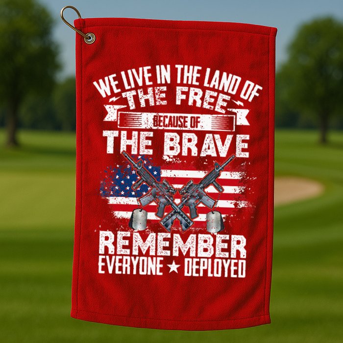Red Friday Remember Everyone Deployed USA Flag Military Golf Towel