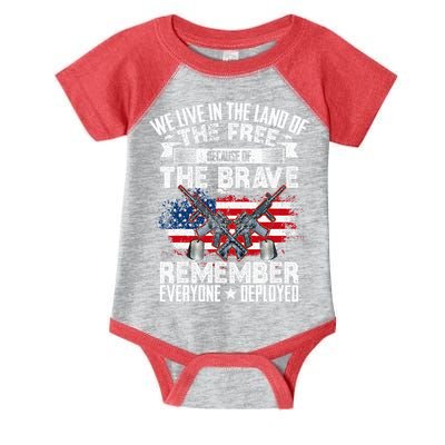 Red Friday Remember Everyone Deployed USA Flag Military Infant Baby Jersey Bodysuit