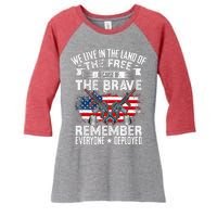 Red Friday Remember Everyone Deployed USA Flag Military Women's Tri-Blend 3/4-Sleeve Raglan Shirt