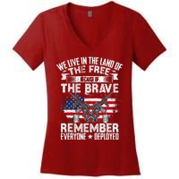 Red Friday Remember Everyone Deployed USA Flag Military Women's V-Neck T-Shirt