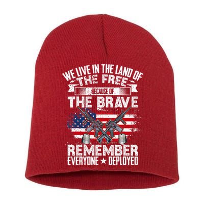 Red Friday Remember Everyone Deployed USA Flag Military Short Acrylic Beanie